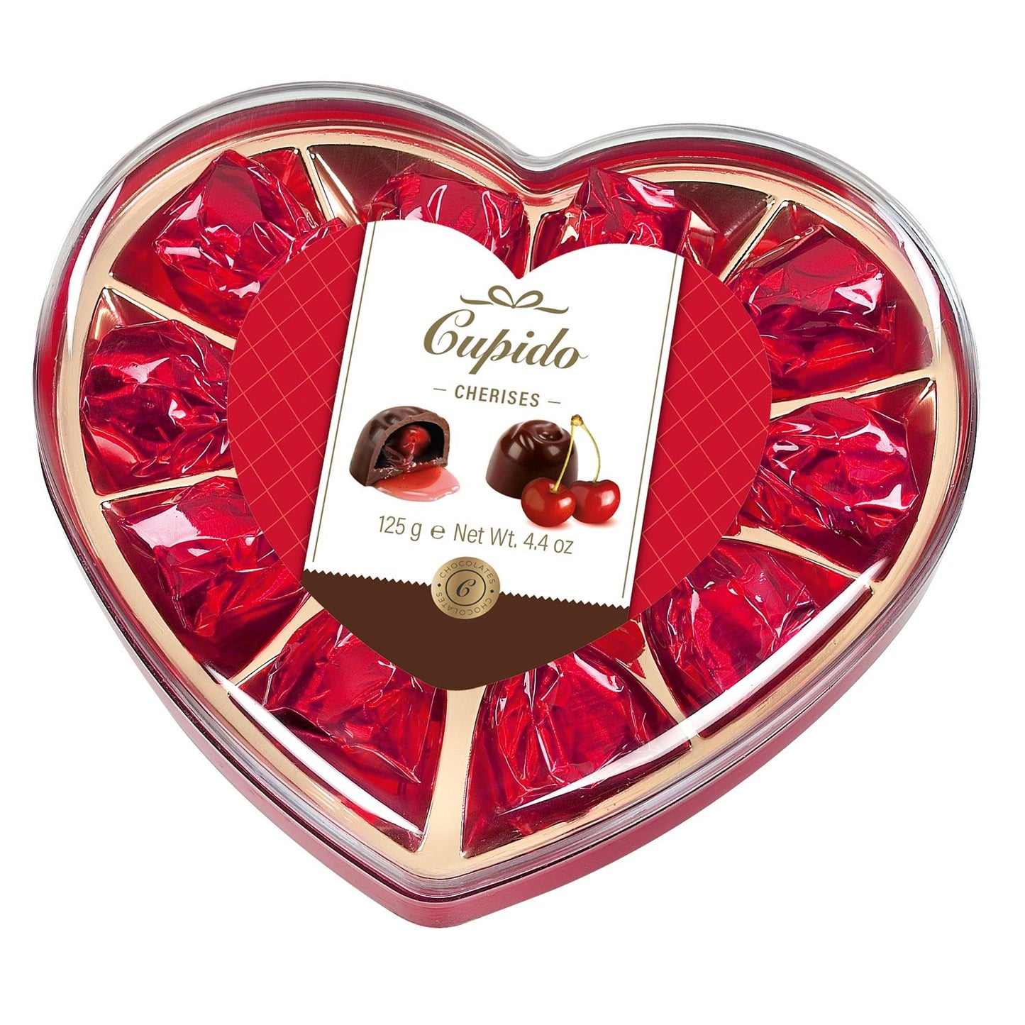Cupido Cherises In Hard Plastic Heart Shaped Gift Box