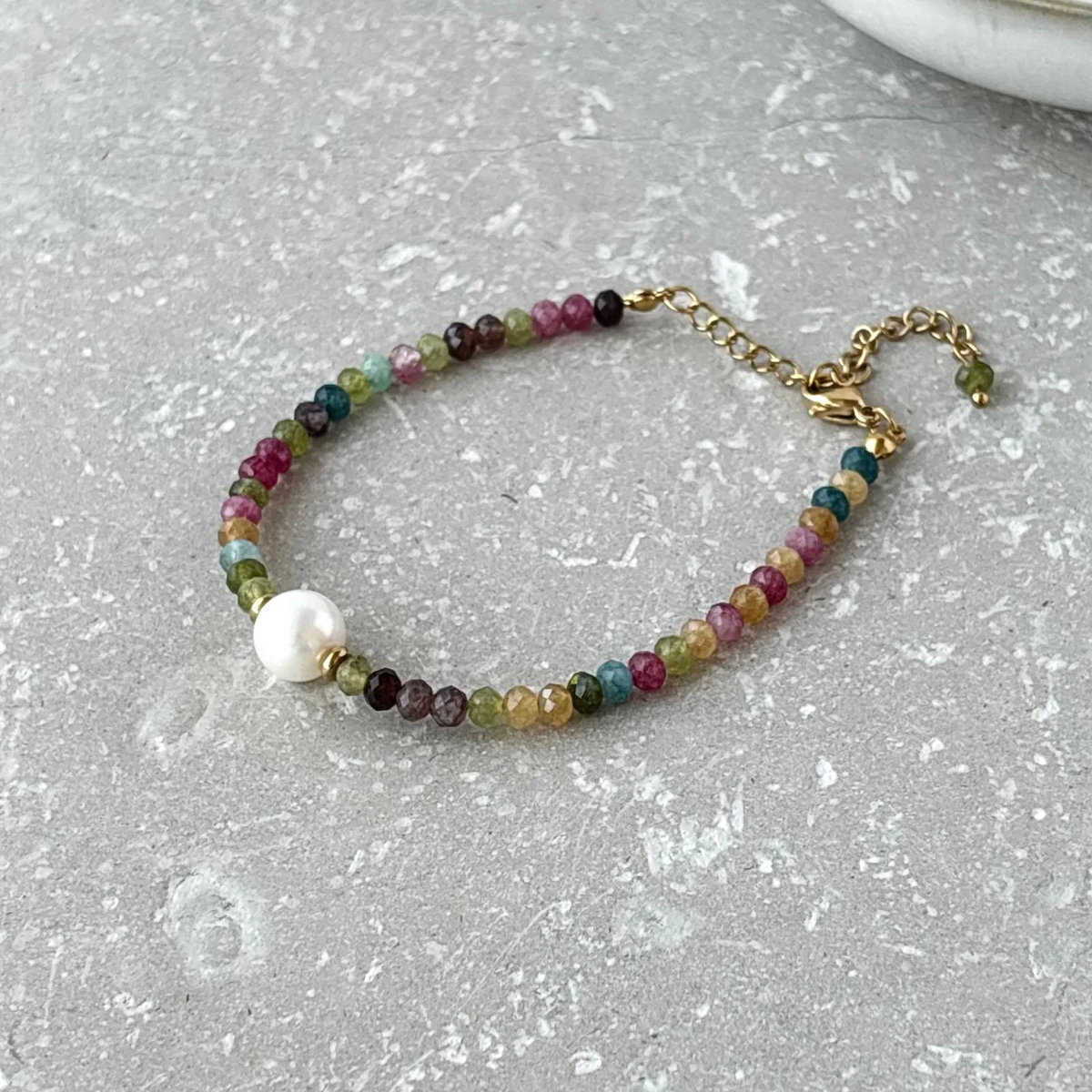 Multi Colour and Pearl Beaded Bracelet - Flax Barn Waterproof Jewellery