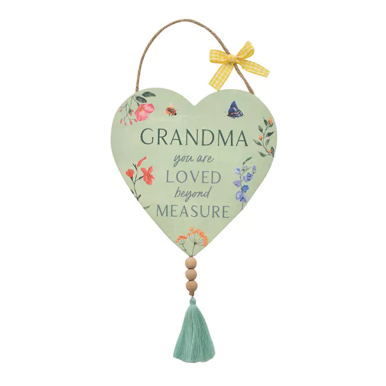 The Cottage Garden Hanging Heart Plaque With Tassel "Grandma"