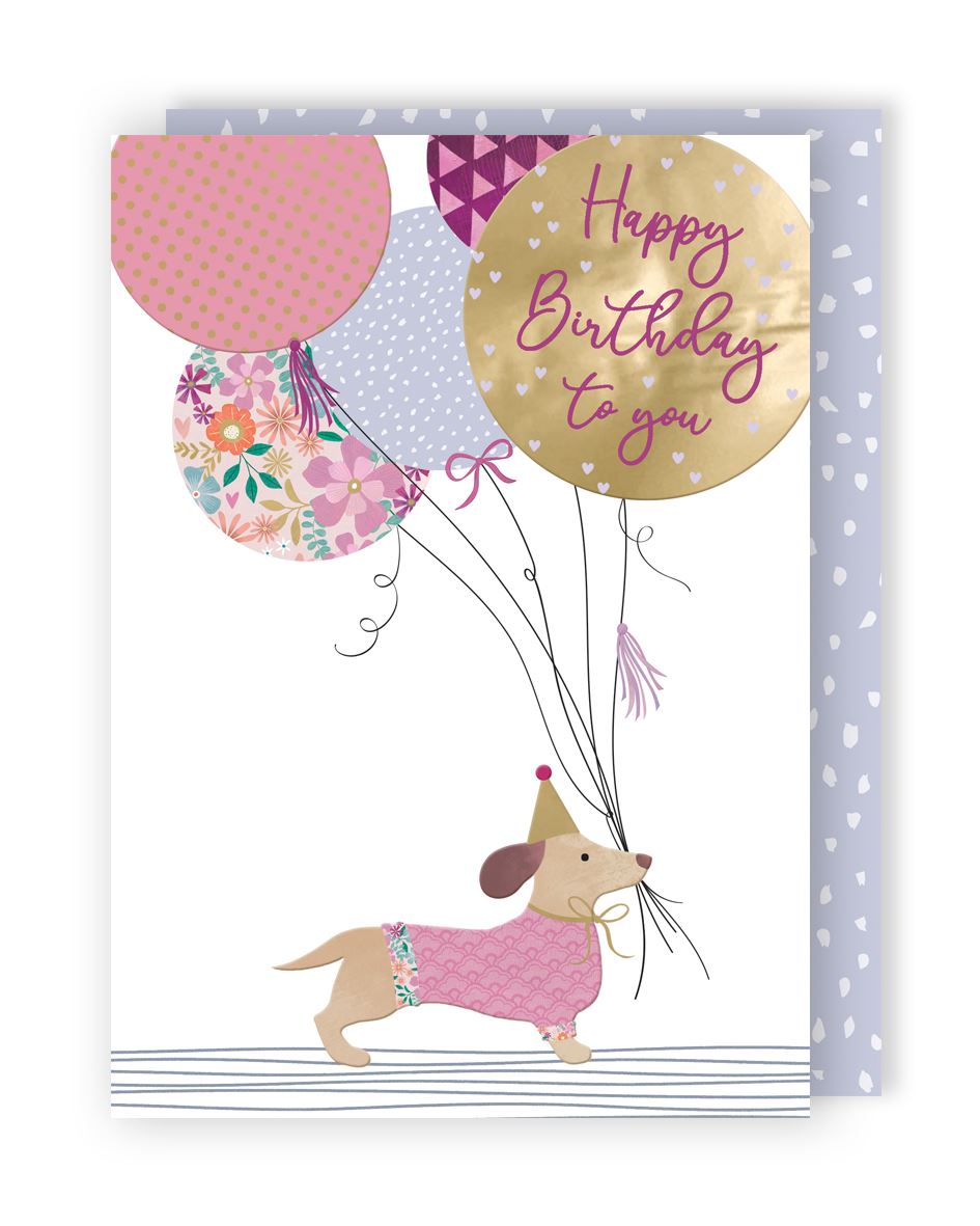 SAUSAGE DOG WITH BALLOONS