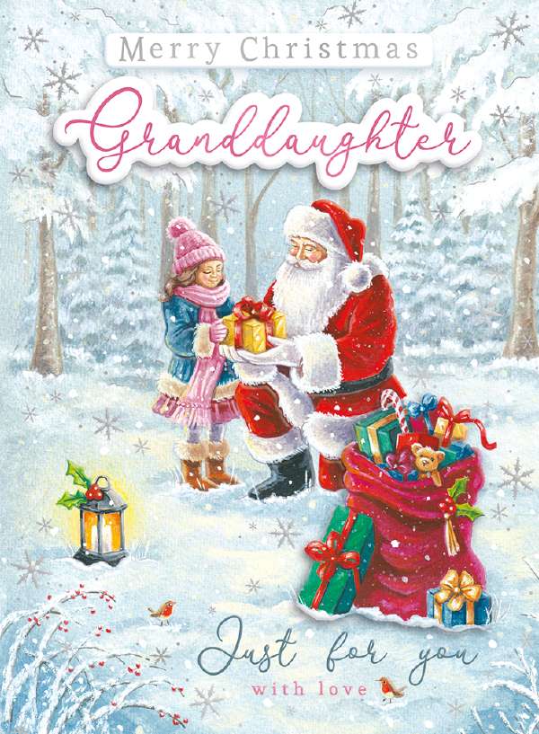 GRANDDAUGHTER - SANTA GIVING GIFT