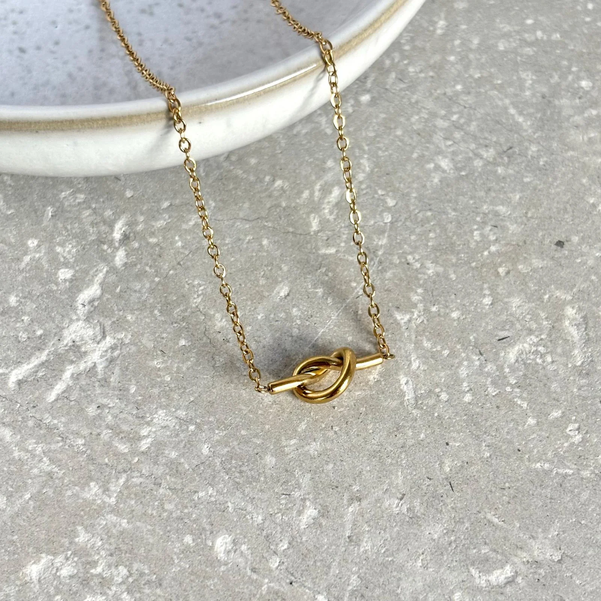 Gold Knot Necklace - Flax Barn Waterproof Jewellery
