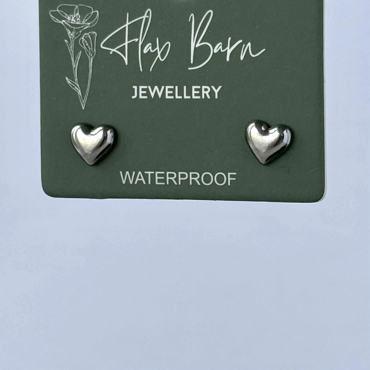 Silver Heart Studs - Flax Barn Waterproof Jewellery