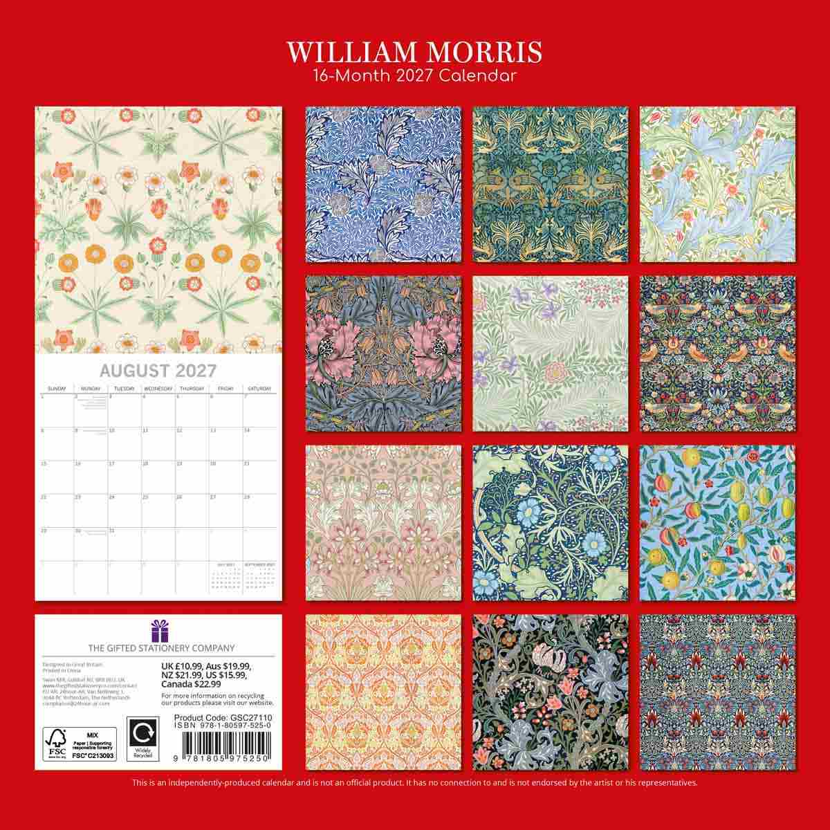 WILLIAM MORRIS 2027 CALENDAR