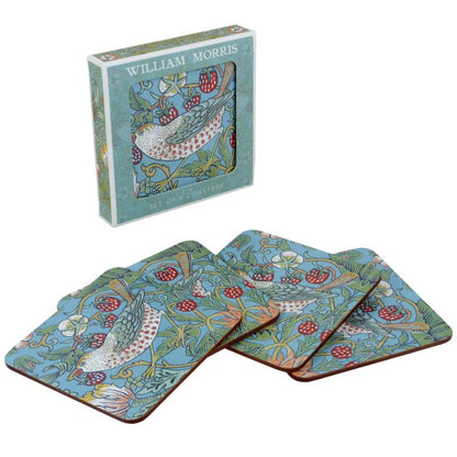 WILLIAM MORRIS STRAWBERRY THIEF SET OF 4 COASTERS