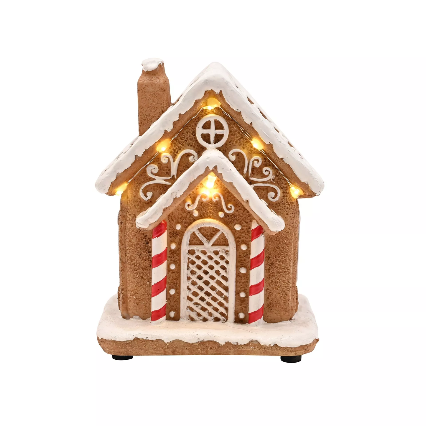 Santa and Friends Light Up Gingerbread Candy Cane House