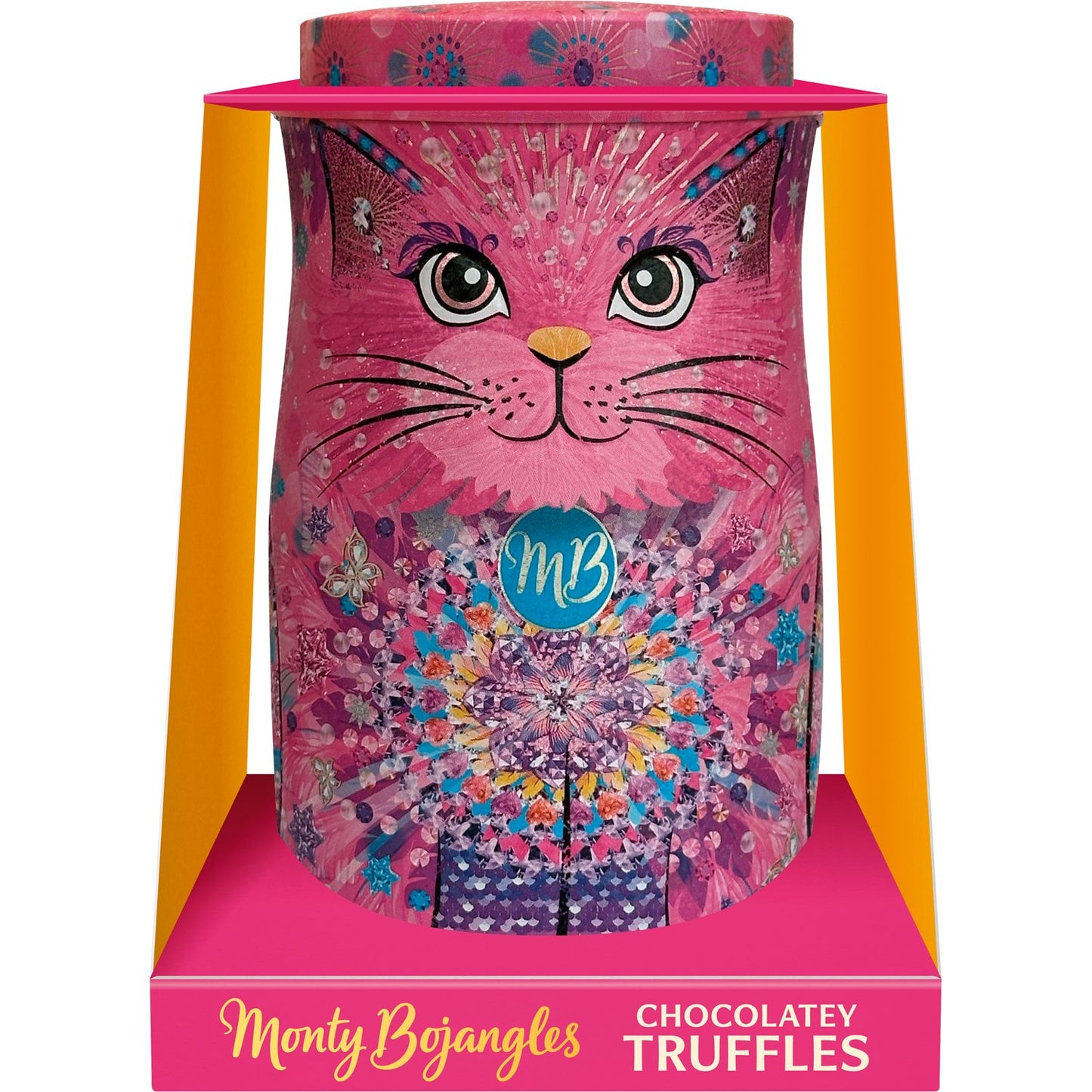 Shimmering Starlet cat tin of Berry Bubbly truffles