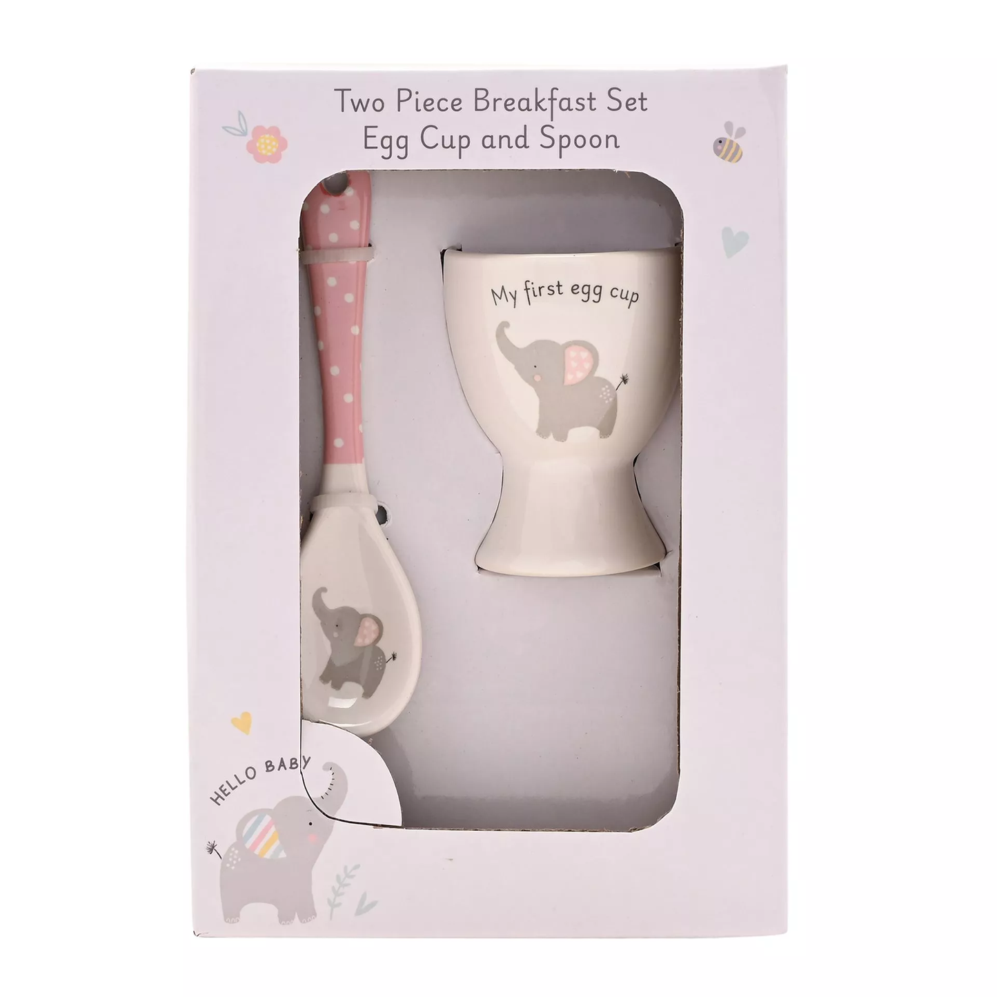 PINK EGG CUP AND SPOON SET