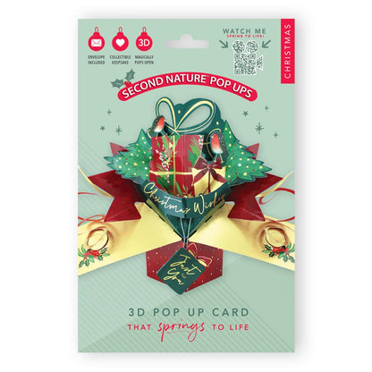 XMAS GIFT WITH ROBIN POP UP CARD
