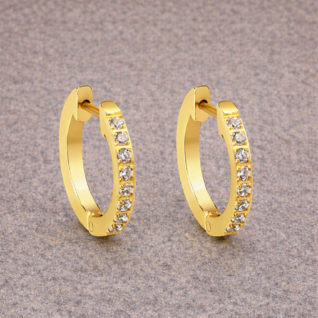 Gold Channel Zirconia Huggies - Flax Barn Waterproof Jewellery
