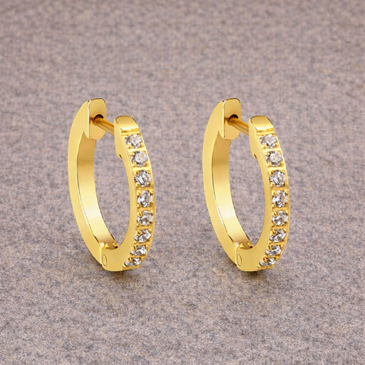 Gold Channel Zirconia Huggies - Flax Barn Waterproof Jewellery
