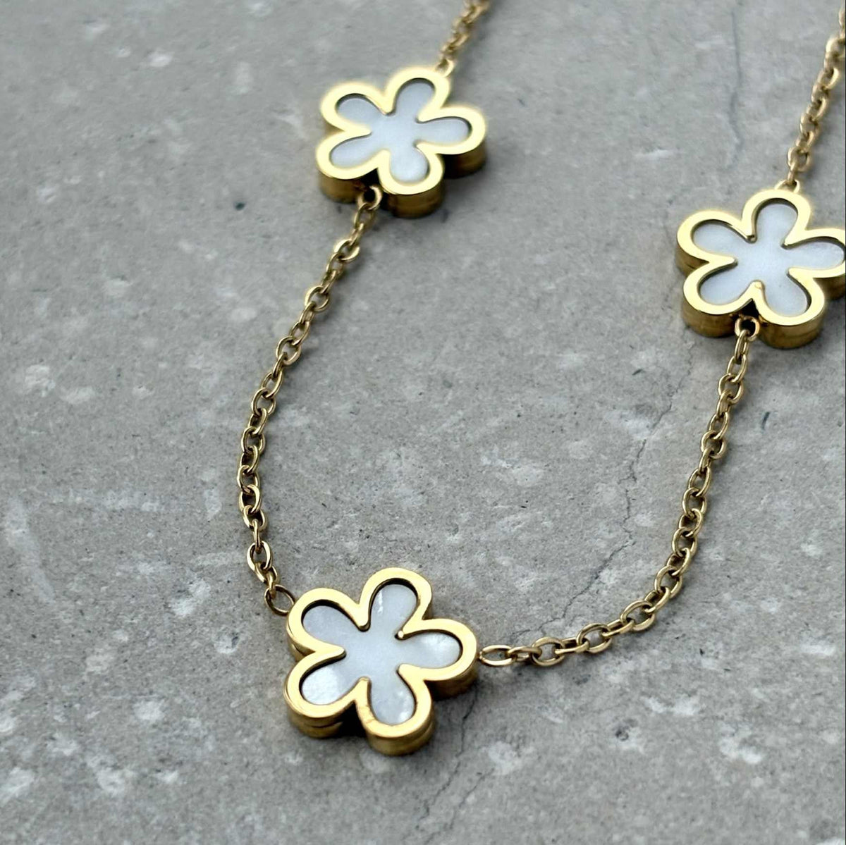 Pearlescent Flower Necklace - Flax Barn Waterproof Jewellery