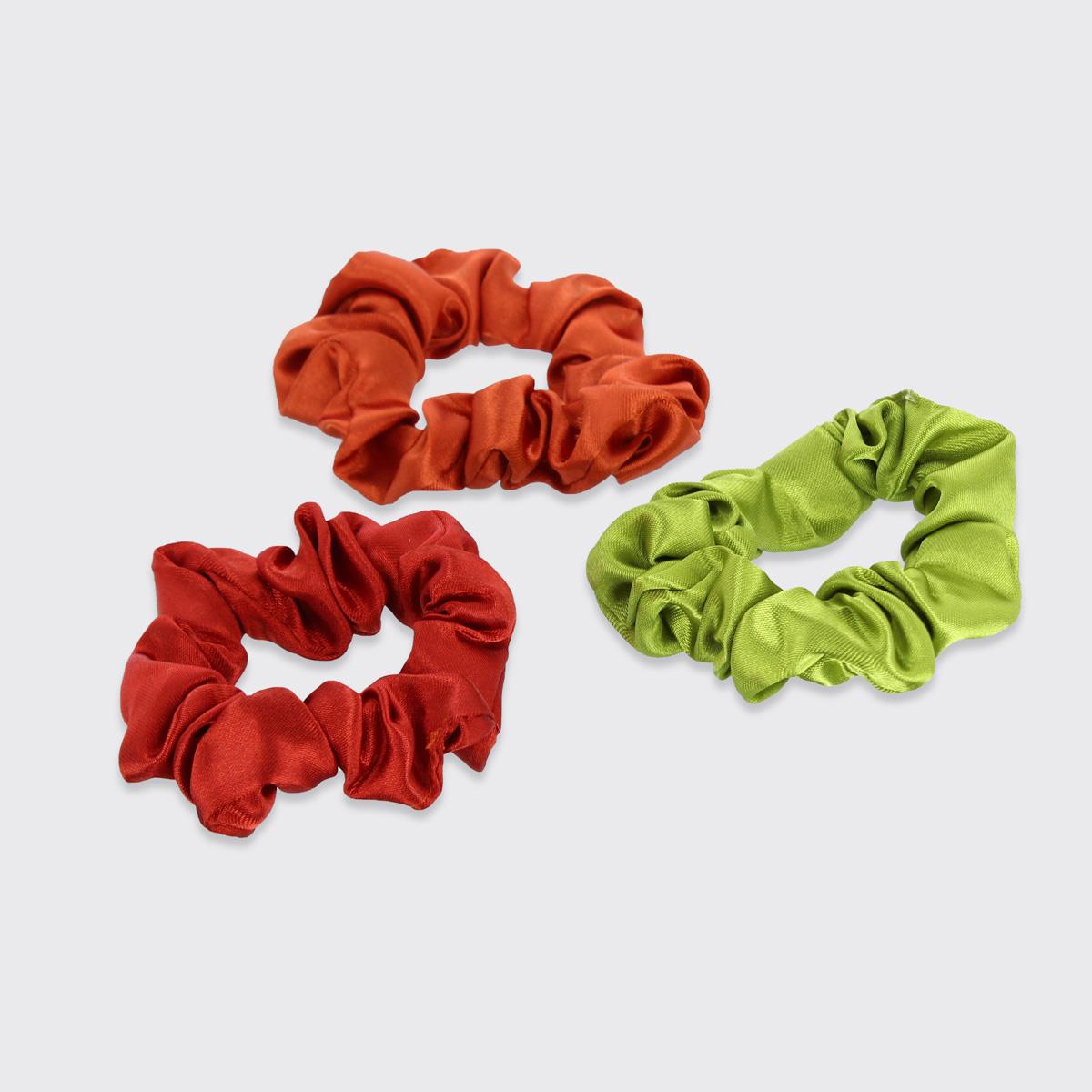 Trinity Set of 3 Scrunchies -  Rust/Green