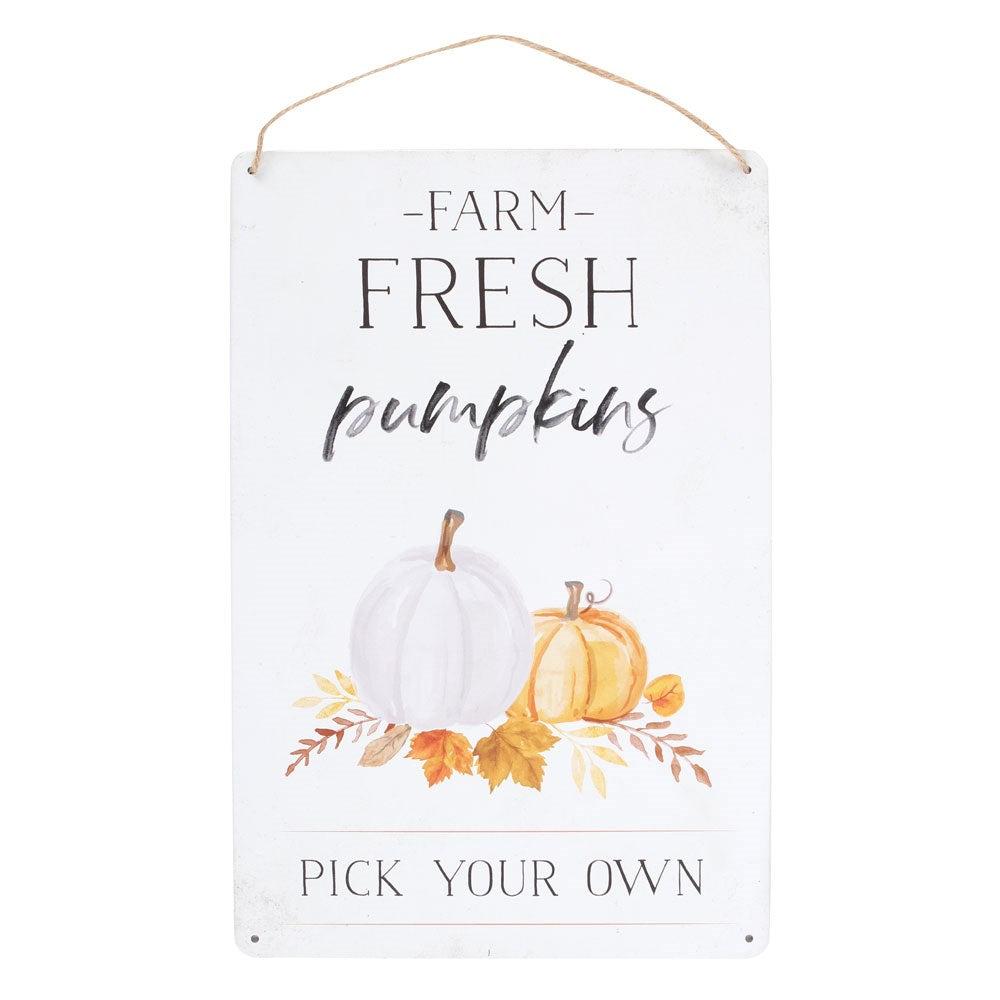 FARM FRESH PUMPKINS METAL HANGING SIGN