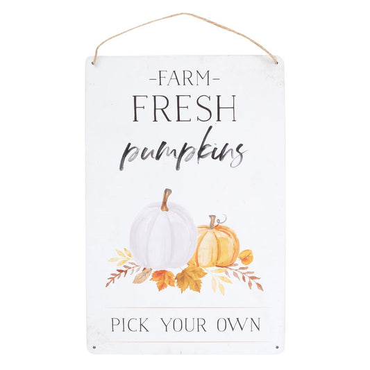 FARM FRESH PUMPKINS METAL HANGING SIGN