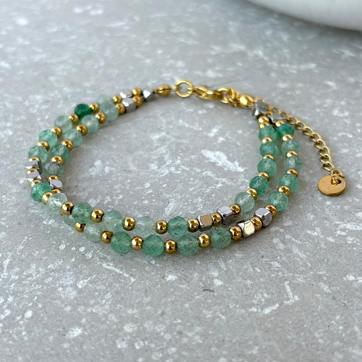 Green Double Layer Beaded Bracelet - Flax Barn Waterproof Jewellery