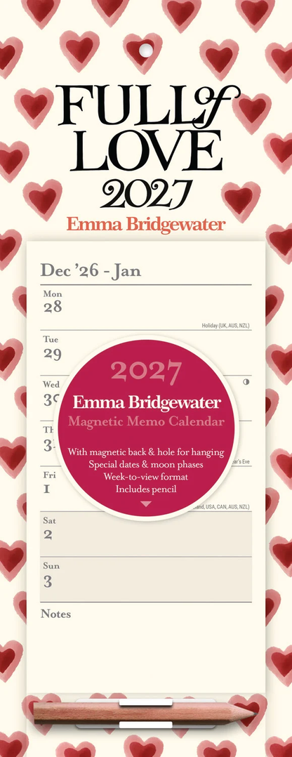 Emma Bridgewater Double Hearts WTV Magnetic Calendar 2027