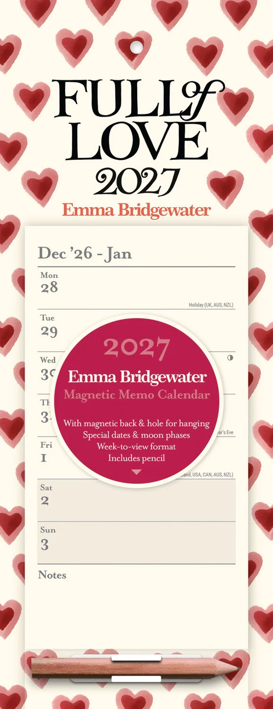 Emma Bridgewater Double Hearts WTV Magnetic Calendar 2027