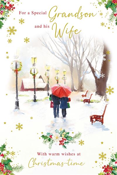 GRANDSON & WIFE SNOWY WALK