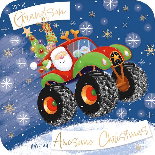 GRANDSON SANTA IN MONSTER TRUCK