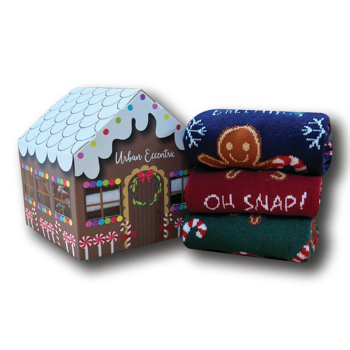 SOCKS - MULTI-PACK (3-IN) - GINGERBREAD HOUSE