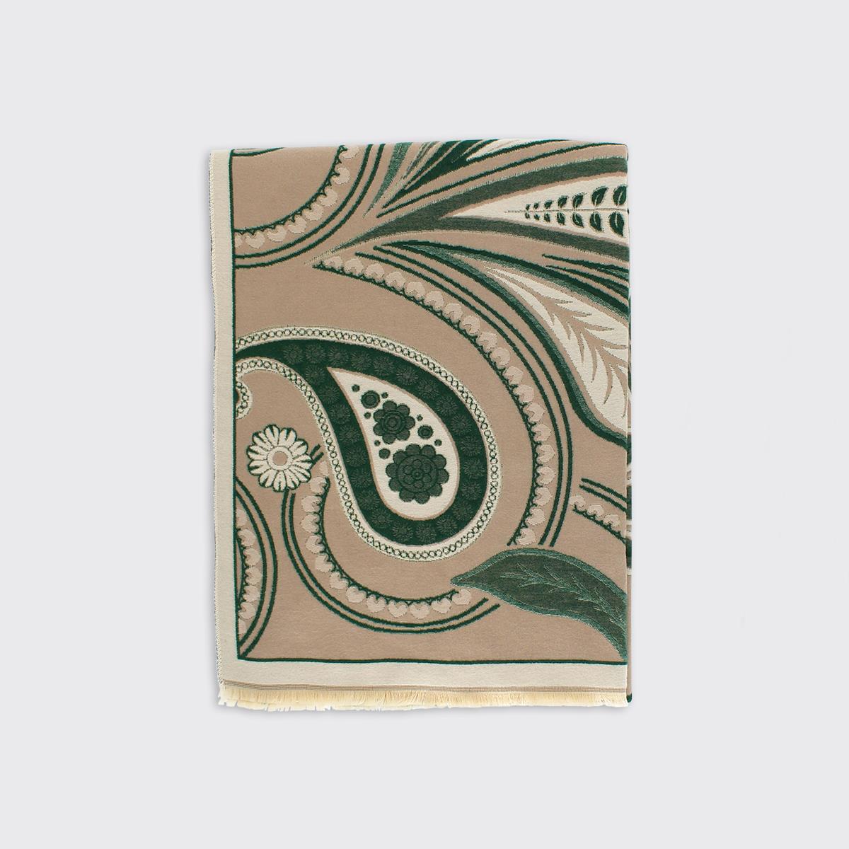 Connie Paisley Woven Scarf -  Mocha Green