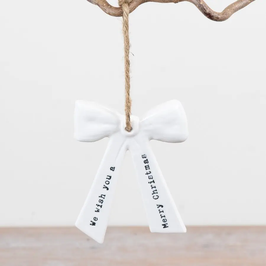 We Wish you a Merry Christmas Hanging Bow,  12cm