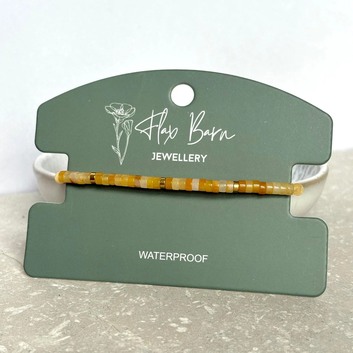 Yellow Jade Gemstone Pull Cord Bracelet - Flax Barn Waterproof Jewellery