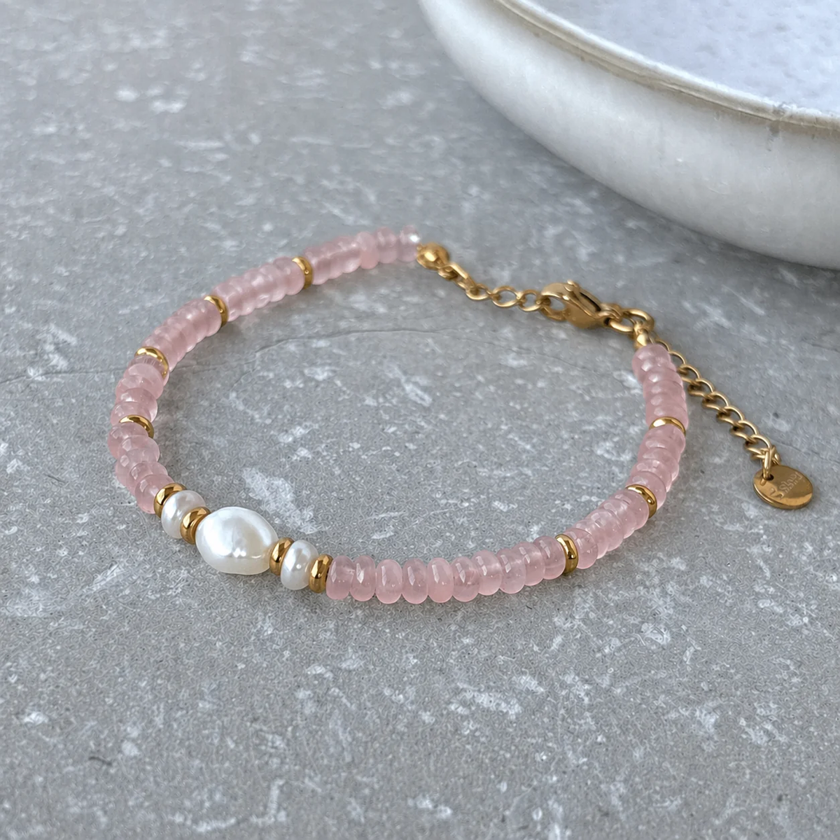 Pink Triple Pearl Beaded Bracelet - Flax Barn Waterproof Jewellery