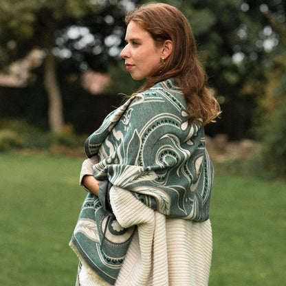 Connie Paisley Woven Scarf -  Mocha Green