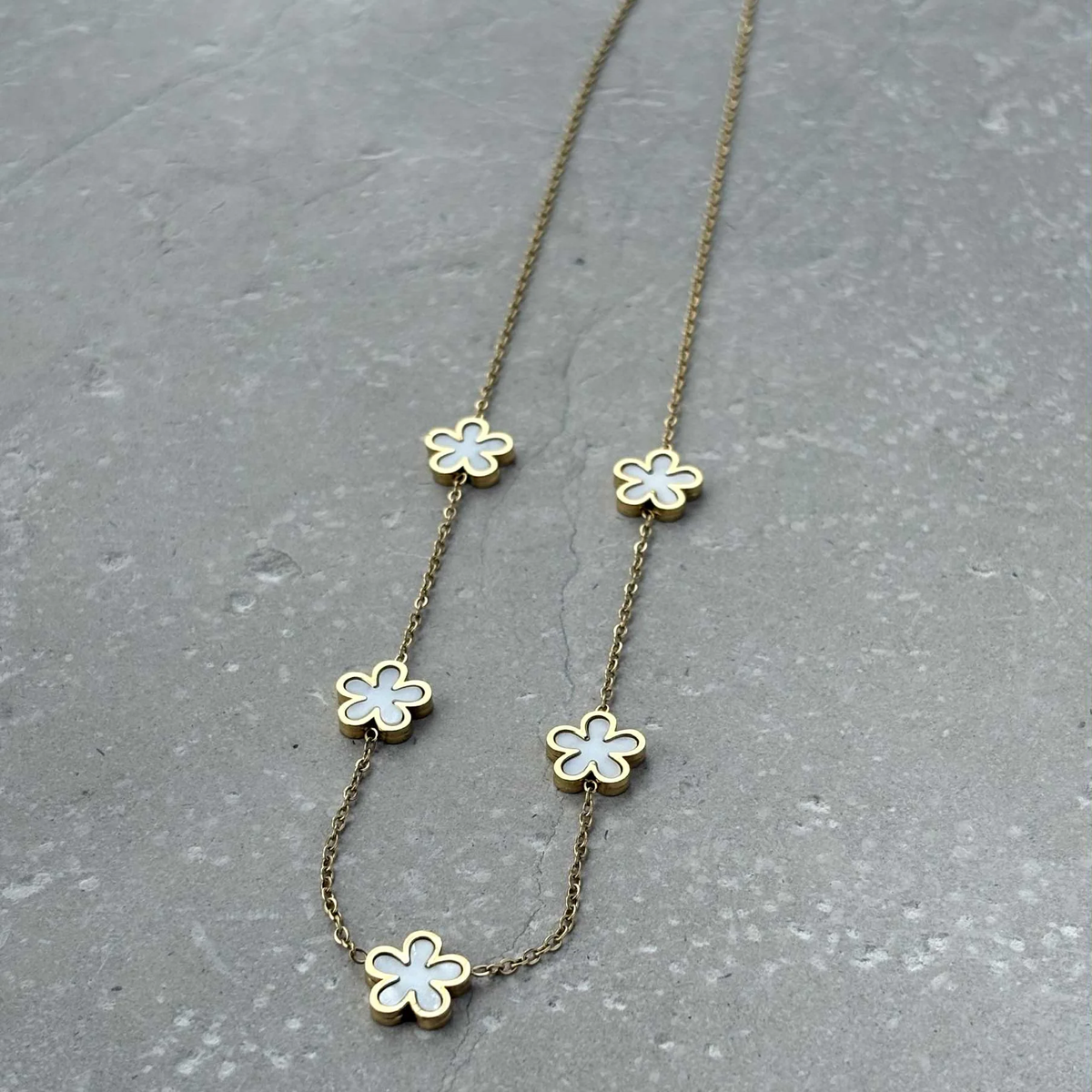 Pearlescent Flower Necklace - Flax Barn Waterproof Jewellery