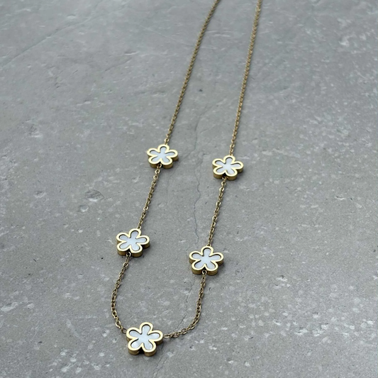 Pearlescent Flower Necklace - Flax Barn Waterproof Jewellery