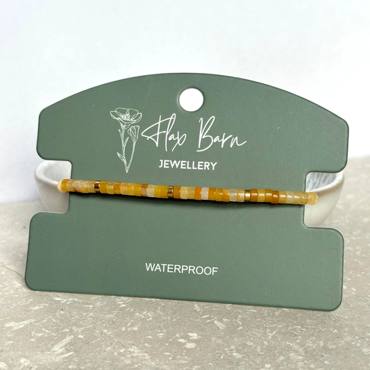 Yellow Jade Gemstone Pull Cord Bracelet - Flax Barn Waterproof Jewellery
