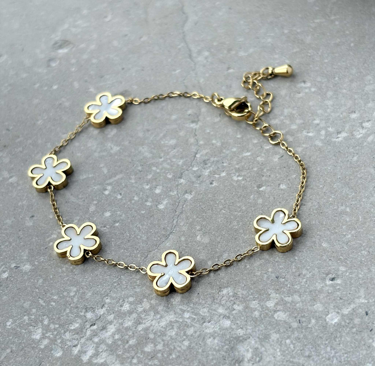 Pearlescent Flower Bracelet - Flax Barn Waterproof Jewellery