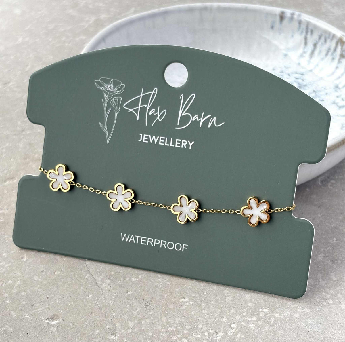 Pearlescent Flower Bracelet - Flax Barn Waterproof Jewellery