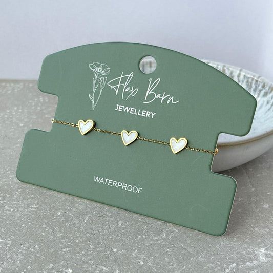 Asymmetric Pearlescent Heart Bracelet -Flax Barn Waterproof Jewellery