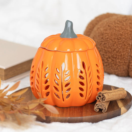 Orange Autumn Days Cut Out Pumpkin Ceramic Oil Burner and Wax Warmer