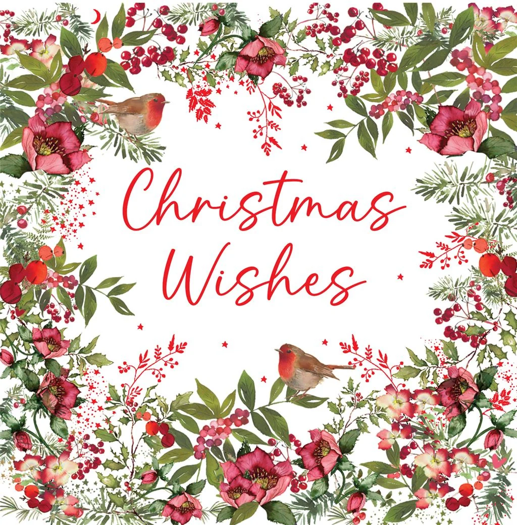 XMAS ROSES & ROBINS BOXED CARDS