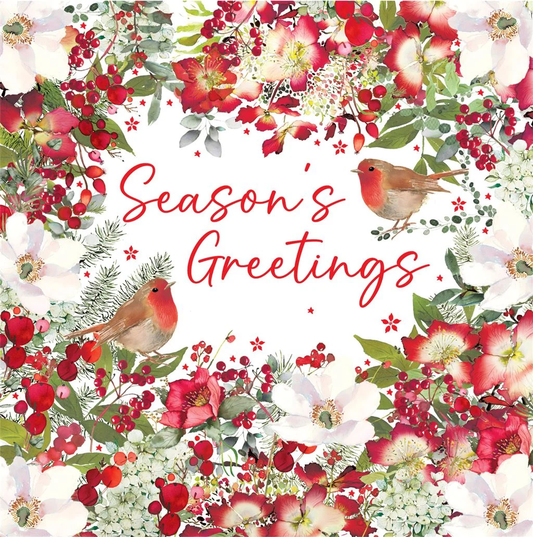 RED FLORAL BORDER BOXED CARDS