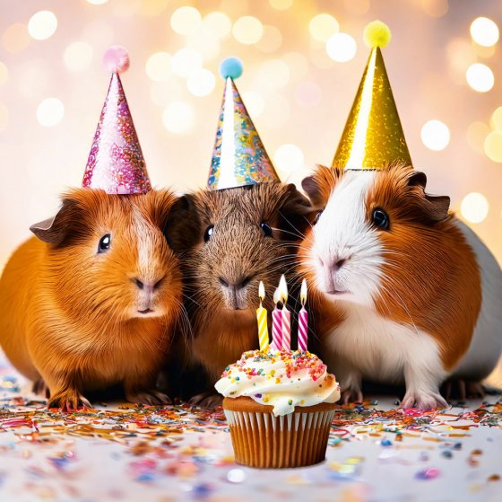 THREE BIRTHDAY GUINEA PIGS