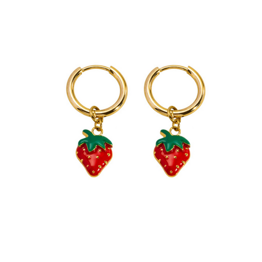 STRAWBERRY HOOP EARRINGS